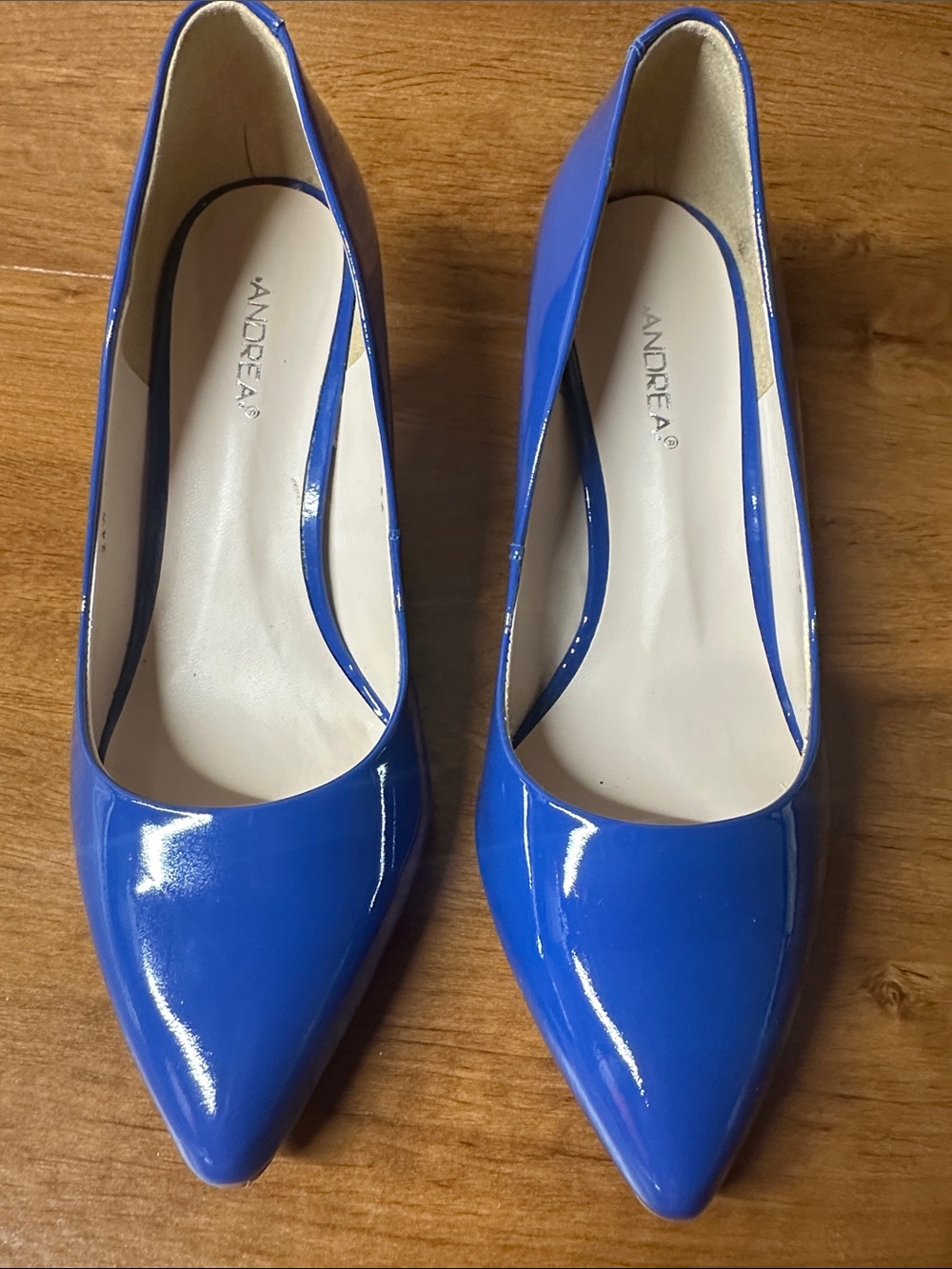 ANDREA  Electric Blue Patent Pointed-Toe Pumps 7.5